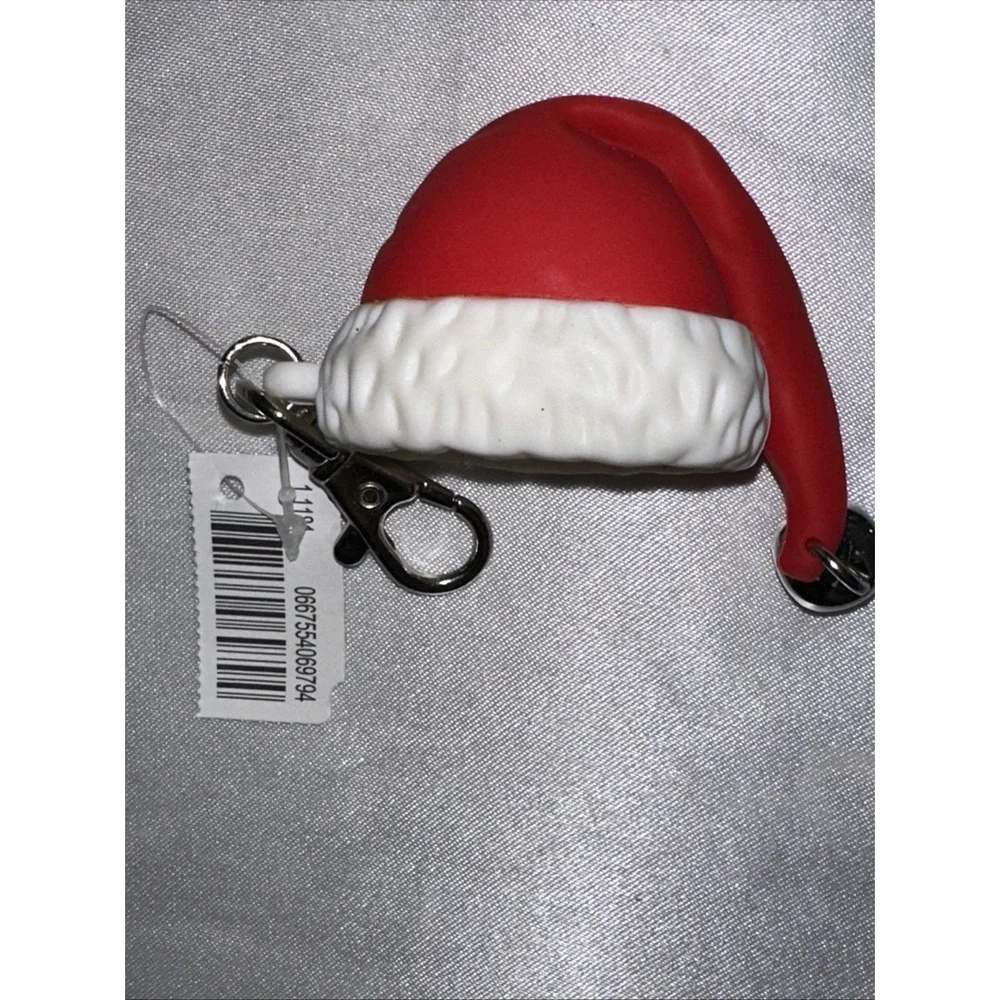 Bath & Body Works Santa Hat PocketBac Holder Red White Silicone Jingle Bell Tag